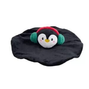 Merry & Bright Penguin Squeaker Crinkle Blanket‎ Plush Dog Toy Black Shake Play